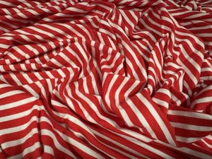 Viscose Spandex Stretch Jersey Fabric, Per Metre - Stripe - Red & White - Picture 1 of 3