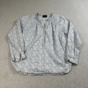 J Crew Liberty Fabric Shirt Women Small Blue Floral Long Sleeve Peasant Boho Y2K - Picture 1 of 7