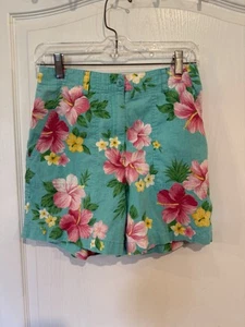 Jones New York Sport Linen Cotton Floral Shorts 4 High Waisted Hawaiian SEE PICS - Picture 1 of 8