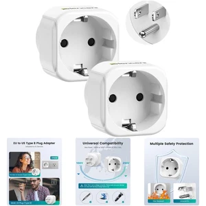 2 Stück Europa auf US Stecker Adapter 15A 1650W Reise Konverter - Bild 1 von 8