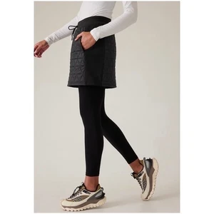 Athleta Women’s Sz 10 Black Quilted Mini Skirt Solstice Pull On Drawstring - Picture 1 of 12