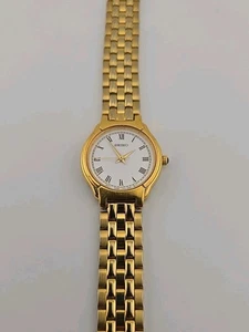 Vintage Seiko Ladies Gold Tone Dress Watch V701-2C00 Roman Numerals New Battery - Picture 1 of 14