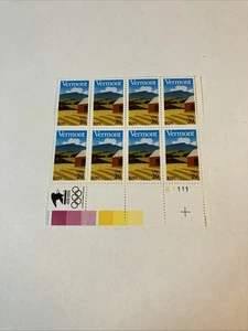 Blocco di 8 francobolli USPS Vermont 29 centesimi, Sabra Field Design - Foto 1 di 2