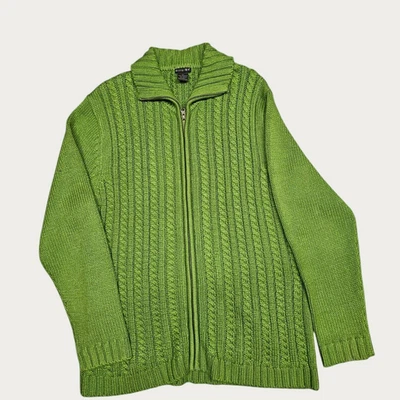 Suéter Tally Ho Mujer Talla XL Verde Cremallera Completa Cable Tejido Bosque Pesado Acogedor Foto 1 de 4