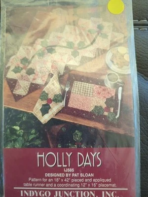 Indygo Junction Holly Days IJ585 Table Runner Applique Christmas Pattern 1999 - Image 1 of 4