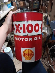Shell X-100 Motor Oil Cans 5 Quarts - Picture 1 of 18