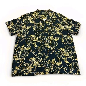 Camicia tessuto Casa Moda motivo barocco nero oro giallo taglia XL colletto campeggio - Foto 1 di 7
