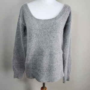 Moda International Angora Wool Blend Sweater Womens Small Knit Fuzzy Soft Grey - Picture 1 of 14