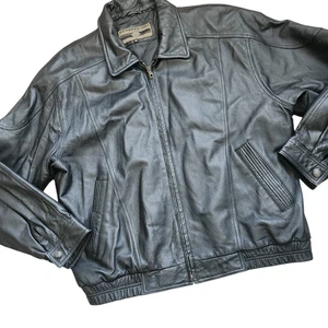 Members Only Leather Jacket XL Mens Bomber Aviator Black - Picture 1 of 5
