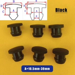 10.5-30mm Black Snap-on Hole Plug Silicone Rubber Seal Stopper Inserts Plug Bung - Picture 1 of 6