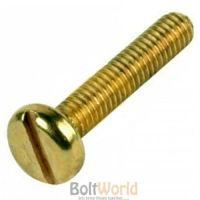 M3 M4 M5 M6 A2 SOLID BRASS SLOTTED MACHINE SCREWS METRIC PAN HEAD BOLTS DIN85 - Image 1 of 2