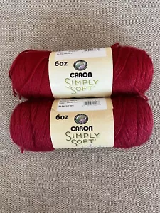 Caron Simply Soft Yarn #9730 Autumn Red Skein 6 oz & #0009 Garnet Skein 6 oz NEW - Picture 1 of 6