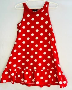 BNWOT GIRLS H&M RED WHITE POLKA DOTS TANKTOP DRESS W/ RUFFLE BOTTOM SIZE XS 4/6 - Picture 1 of 3