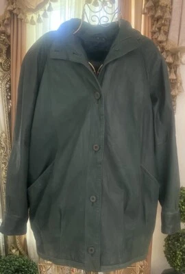 Винтажный Jacqueline Ferrari 80-х из натуральной кожи куртка женщин M пальто зеленый - Изображение 1 из 4