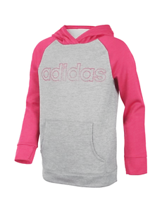 Adidas Girls' (Kid) Magenta/Grey Color Block Logo Hoodie  (AA4581) Size 4 - Picture 1 of 6