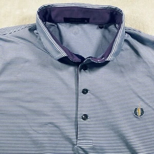 Greyson Herren XL Poloshirt Wolf lila gestreift unbekanntes Logo Golfschlägerplatz - Bild 1 von 9