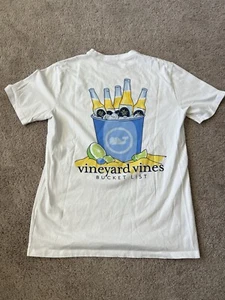Camiseta Vineyard Vines Beer Bucket List Camiseta Hombre Talla Pequeña Blanco Bolsillo Lima - Imagen 1 de 5