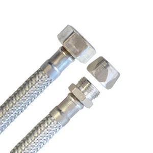 Flexschlauch Panzerschlauch Trinkwasser Sanitär 1/2"ÜM x Quetsch 10mm, 20cm-2m - Bild 1 von 10