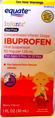 Gotas concentradas para bebés Equate ibuprofeno suspensión oral 6-23 meses baya 1 oz Foto 1 de 2