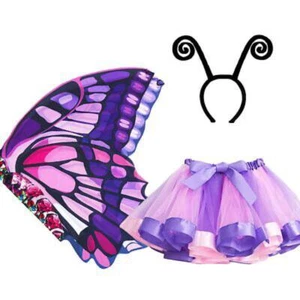 Kids Fairy Butterfly-Wings Costume for Girls Halloween Butterfly Costumes & Rain - Picture 1 of 8
