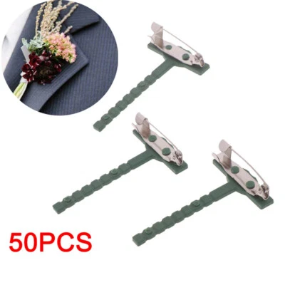 20/50PCS Plastic Corsage Clips Flowers Pin Brooch Buttonhole Wedding Party Prop