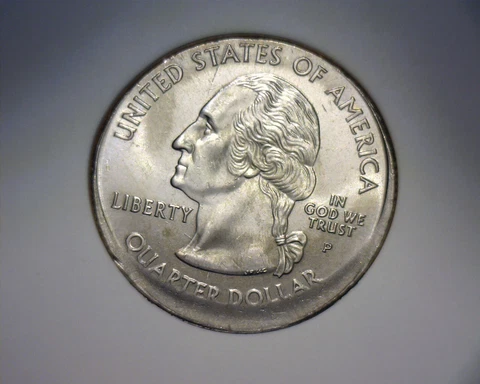 2000 P WASHINGTON QUARTER OFF CENTER, TILTED COLLAR STK. Va. STATE US ERROR COIN Cover