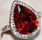 3CT Fire Garnet & White Topaz 925 Solid Sterling Silver Ring Jewelry Sz 6 UB1-3