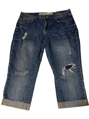Pantalones de mezclilla capri Charlotte Russe talla 10 holgados ajustados desgastados para mujer Foto 1 de 4