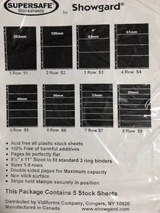 SUPERSAFE BY SHOWGARD STOCK PAGES S4 - 4 ROWS - 5 DOUBLE SIDED PAGES PER PACKAGE - Picture 1 of 4
