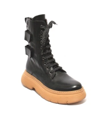 Laura Bellariva 7200 Black Leather Lace-Up Zip-Up Ankle Boots 37.5 / US 7.5 - Image 1 of 4