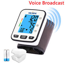 Auto Blood Pressure Monitor Wrist Large Cuff Digital Backlit & Voice BP Machine 