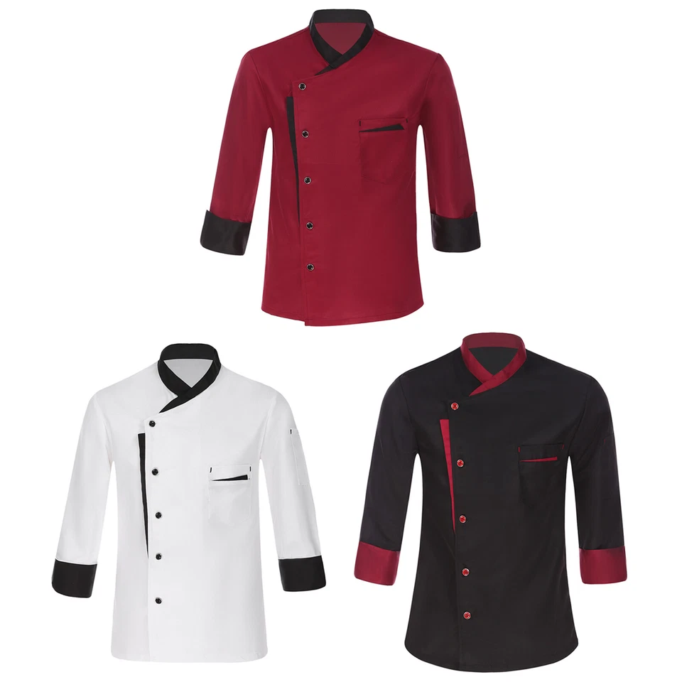 Men's Long sleeve Chef Coat Jacket Men Kitchen Workwear Hotel Cooking Uniform - Image 1 of 1
