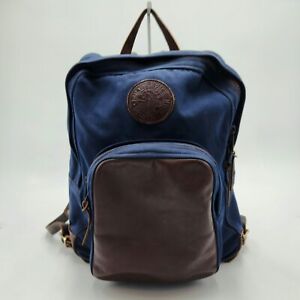 Duluth Pack Navy Blue Canvas & Brown Leather Backpack