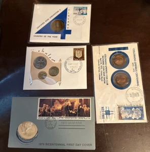 (4) Coin Sets,1970 Shalom, 1970 Finland Convention, 1976 First Day Cover Coin - Picture 1 of 7