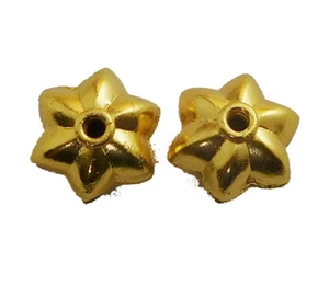 6 Pcs 12mm Rondelle Flower Bead 18k Gold Plated Jewelry Making Bead - Picture 1 of 1