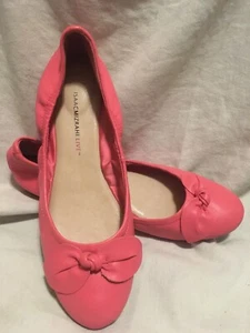 New Isaac Mizrahi Shields Pink Leather Bow Ballet Flats 9 Slip On Shoe - Picture 1 of 5