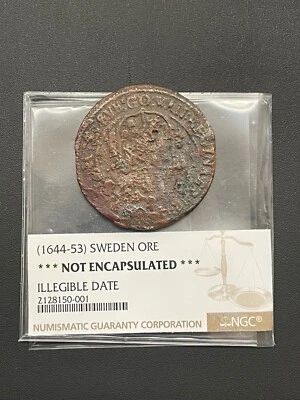 1644-53 SWEDEN 1 ORE, NGC Authenticated, KM162.2 47mm. 47.8 grams - Image 1 of 4