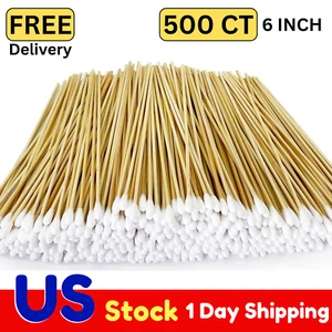 6 Inch Long Cotton Swabs 500 PCS Q-tips with Wooden Bamboo Handle for Cleaning - Picture 1 of 7