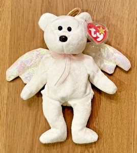 HALO Guardian Angel BEANIE BABY White Bear w Wings & Halo 1998 Vintage New NWT - Picture 1 of 15