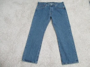 Levis 501 Jeans Mens 38X32 Blue Straight Fit Button Fly Denim Pants 100% Cotton - Picture 1 of 17