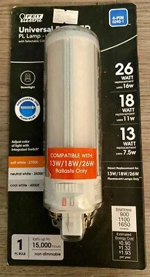 FEIT 26W/18W/13WUniversal PL Lamp Horizontal 4-Pin LED Bulb 3-Color G24Q-1 - Image 1 of 2