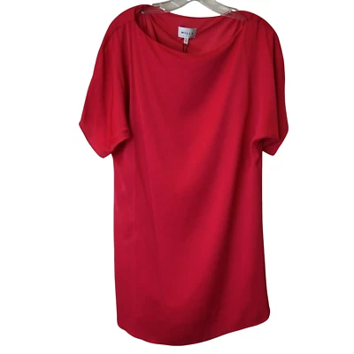 Mini Vestido de Seda Elástico Milly Rosa Talla Pequeña Manga Dolman Pullover Foto 1 de 4