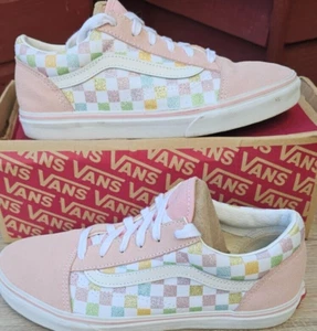 Scarpe da ginnastica classiche Vans rosa scamosciato bianco glitter motivo scacchiera taglia 5 - Foto 1 di 9