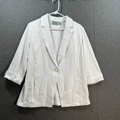 Blazer GRAVER Susan Graver LK Fusion 3/4 Dobladillo Corte Astuto Blanco Talla Mediana Foto 1 de 4