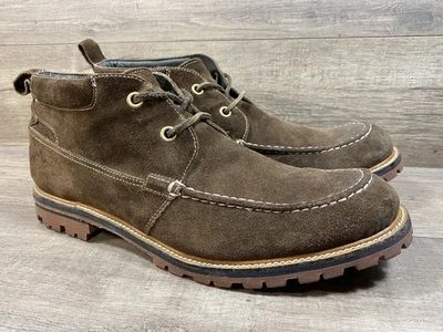 Botas Chukka John Varvatos EUA com cadarço couro marrom camurça masculina tamanho 12 M - Imagem 1 de 4