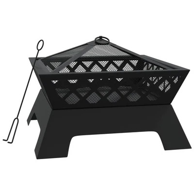 Fire Pit Bowl Outdoor Fireplace Patio Heater with Poker XXL Steel vidaXL - Image 1 of 4