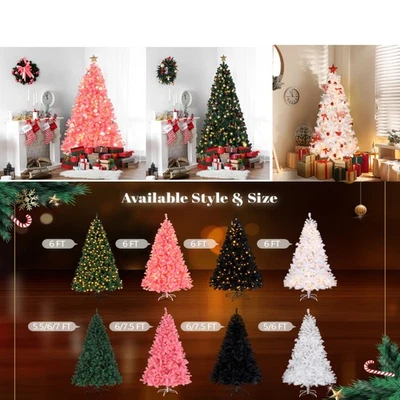 6ft/1.8m Pre Lit Artificial Christmas Tree 250 LED Lights 8 Modes Remote Control - Image 1 of 2