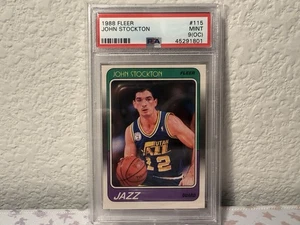 1988 Fleer John Stockton 115  PSA MINT 9 OC Jazz - Picture 1 of 2