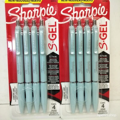 Lot of 2 | Sharpie S-Gel Pen 0.7mm Black Ink 4Count/Box 2220962 8 ct total
