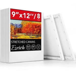 ESRICH Stretched Canvas for Painting, 8 Pack 9x12 Inch Canvas Value Pack,Pri... - Picture 1 of 7